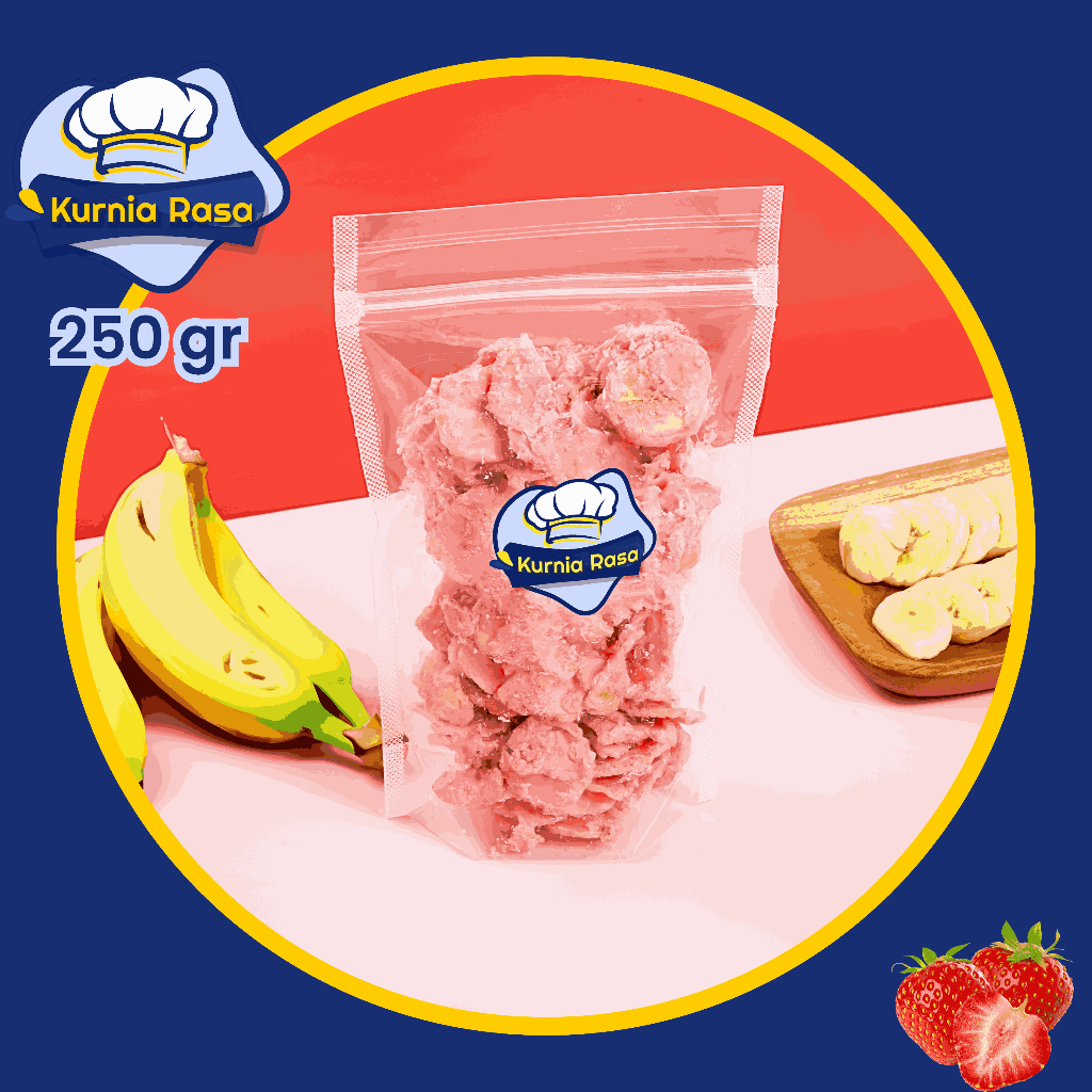 

Kripik Pisang Strawberry Lumer Kurnia Rasa Renyah 250 gram
