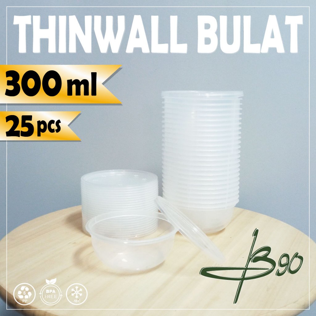 Thinwall Bulat 300 Ml Plastik / Wadah Plastik / Mangkuk Mangkok