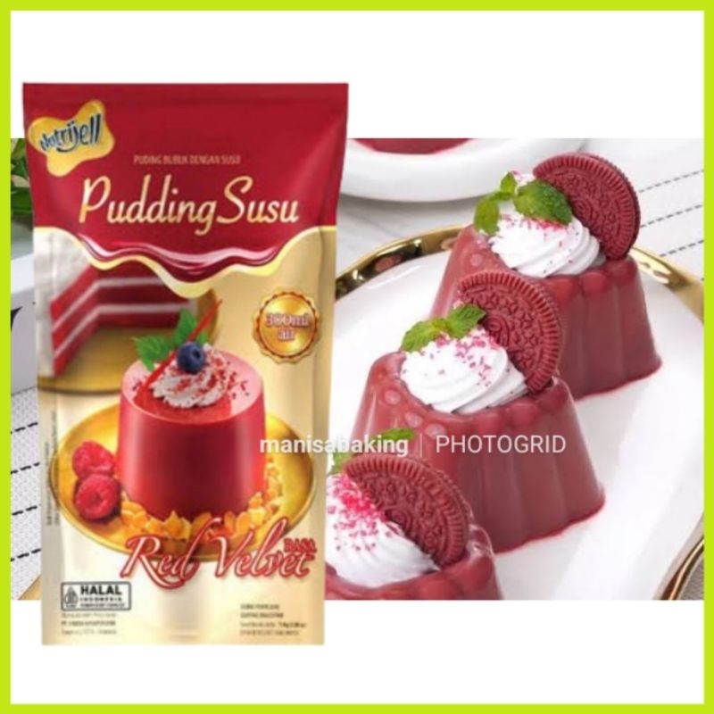 

NUTRIJELL PUDING SUSU RED VELVET PUDDING NUTRIJEL 110 GRAM POWDER BUBUK PUDING