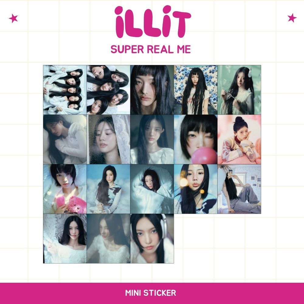 

MINI STIKER ILLIT SUPER REAL ME (ISI : 36 PCS) STICKER CHROMO KPOP IDOL KOREA PREMIUM MURAH UNOFFICIAL IROHA MINJU MOKA WONHEE YUNAH READY STOCK !