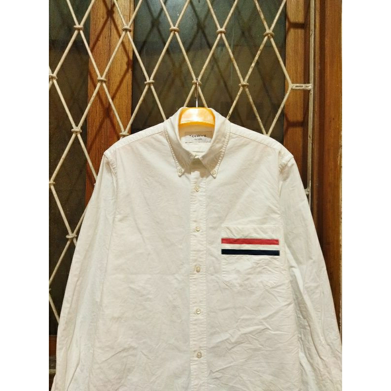 kemeja thom browne oxford putih lengan panjang kasual pria M