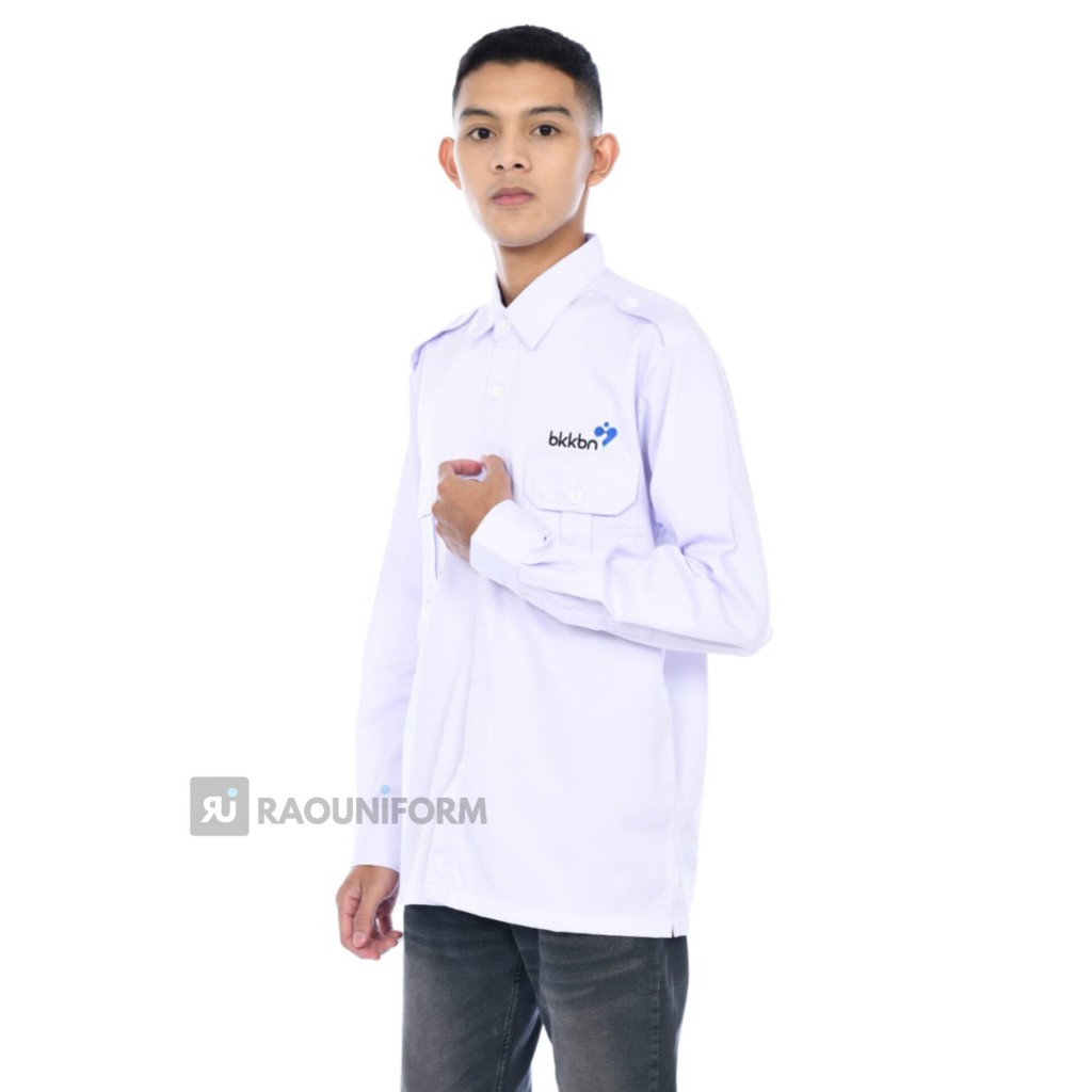 io9 BAJU BKKBN-Seragam kerja BKKBN/baju putih BKKBN/kemeja karyawan kantor PNS/kemeja putih bordir