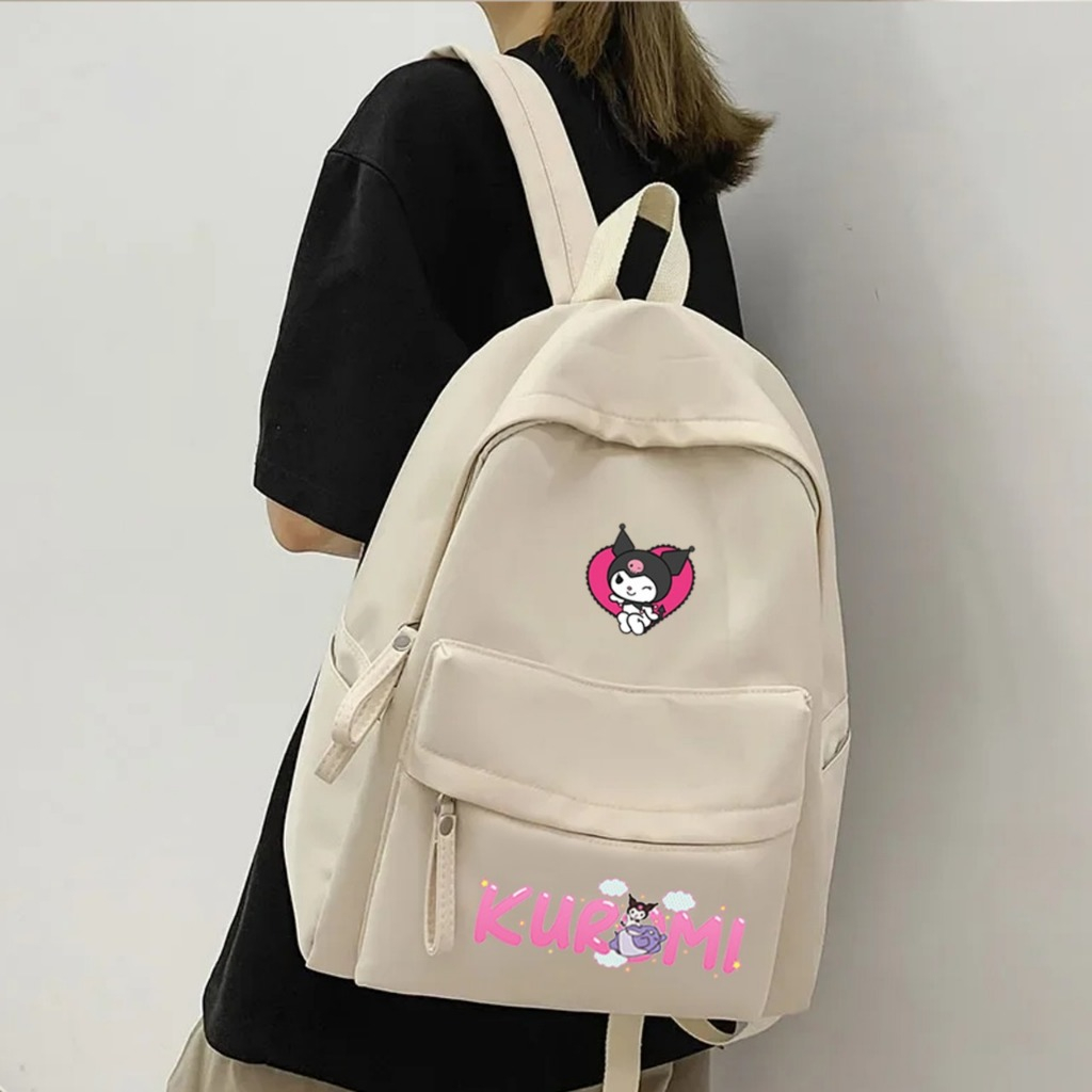 [NEW] Ransel Sekolah NIlon Motif Kuromi Kiyowo - Tas Wanita Lucu - Bagpack Sekolah