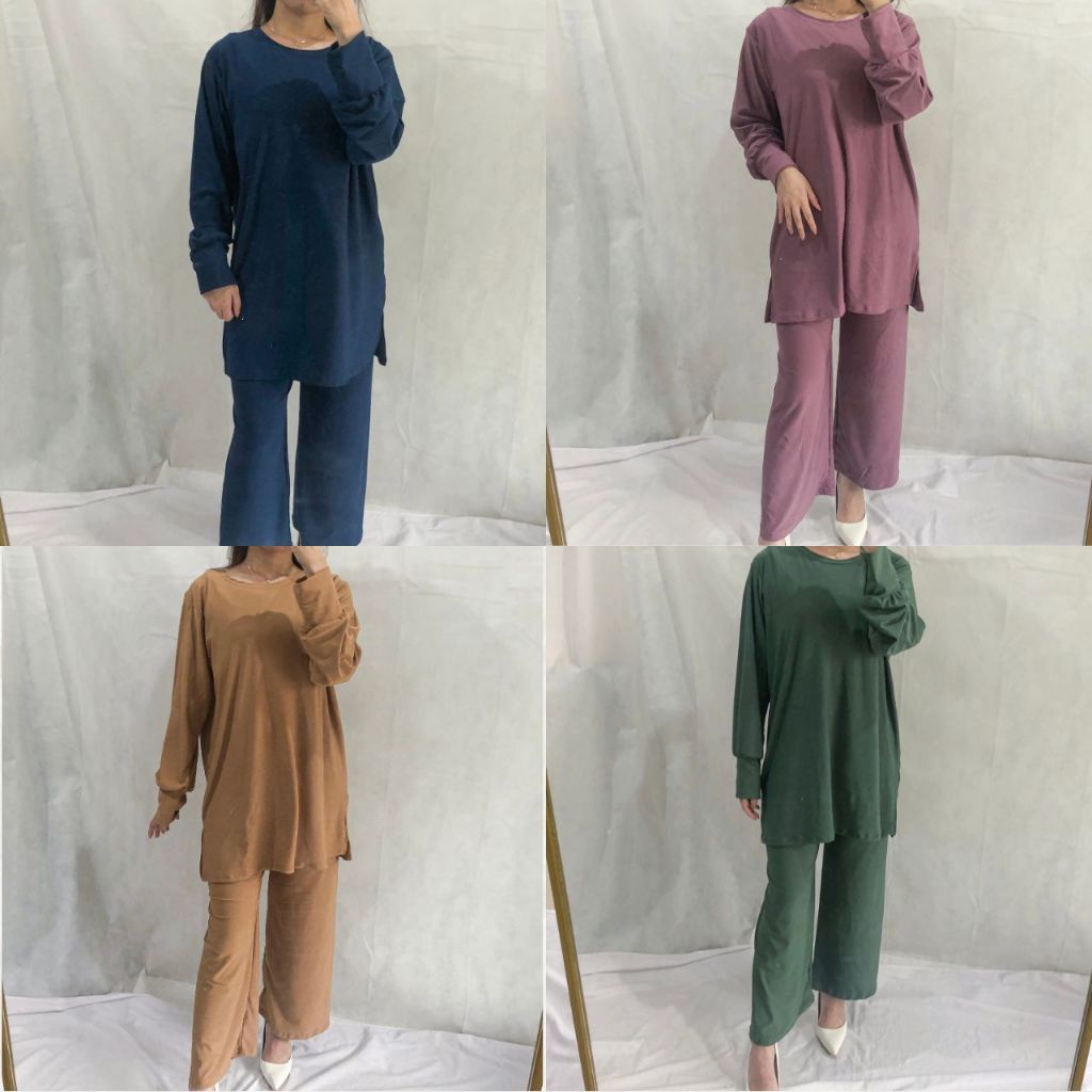 Maudy One Set Simple Wanita / Setelan Wanita Kekinian / Setelan Kaos Wanita