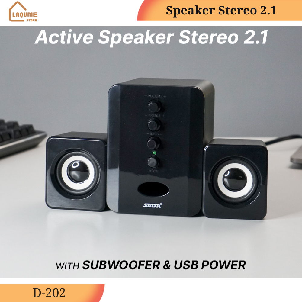 Active Speaker Stereo 2.1 with Subwoofer & USB Power Speaker Stereo Satelit Desain Modern