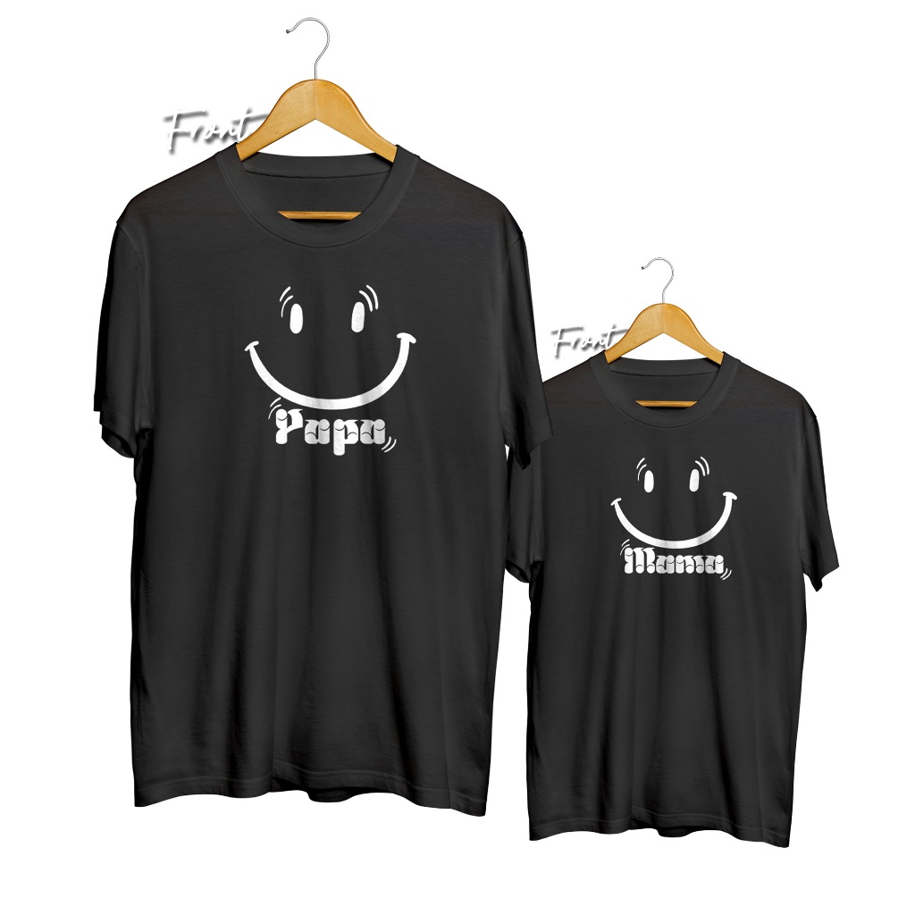 Baju Kaos Couple Smile Papa Mama Baju Pasangan Family Kapel Distro Bandung Cotton Premium