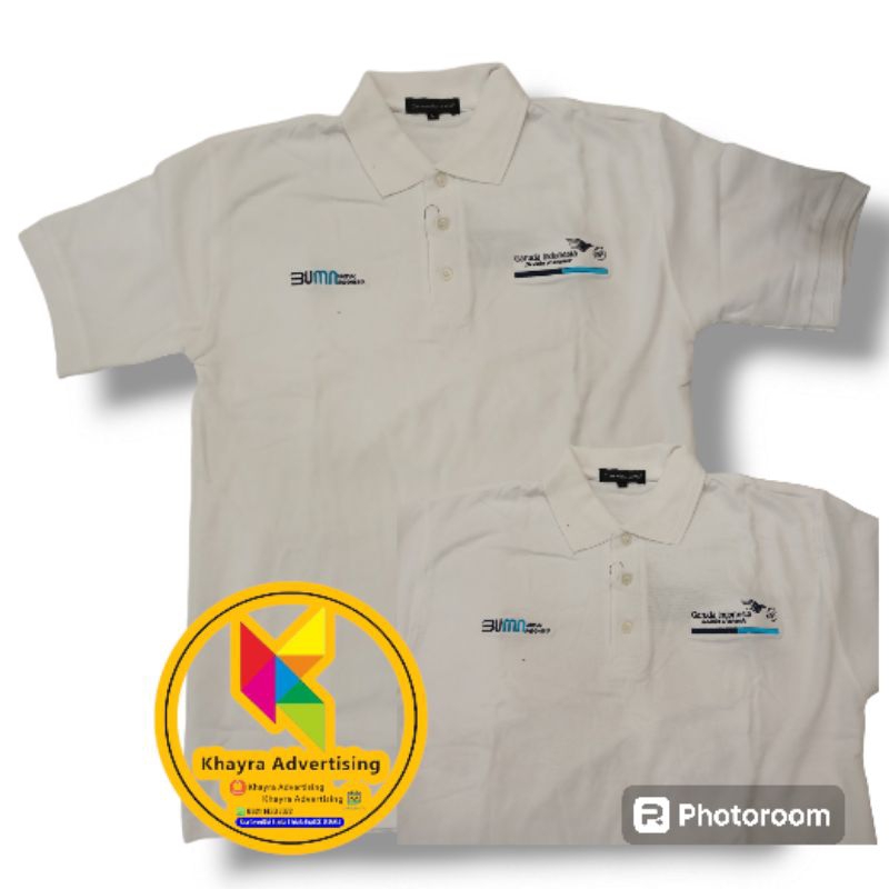 kaos polo tshirt bumn garuda indonesia skyteam putih lengan pendek