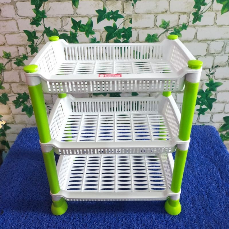 RAK PLASTIK 3 SUSUN SEGI PUTIH FLOWER / RAK KOSMETIK RAK DAPUR RAK BAWANG RAK MINI SERBAGUNA