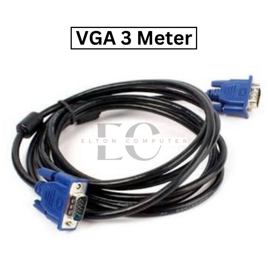 Kabel VGA 3M / VGA 3 Meter / VGA 3 M / Kabel VGA Standar / Kabel VGA Male to Male 3m BLACK/ Kabel VG