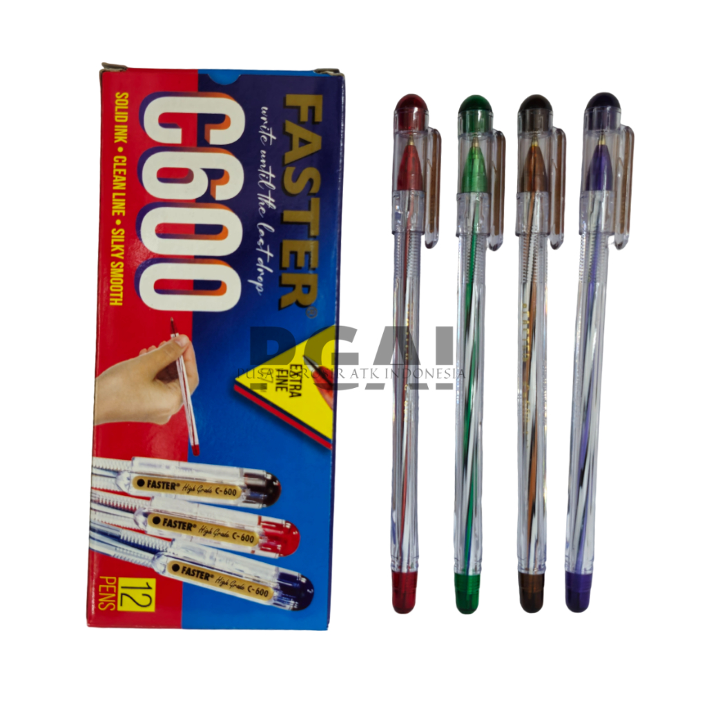 

BOLPOIN PULPEN BALLPOIN PEN FASTER C600 SOLID INK CLEAN LINE 1 PACK ISI 12 PCS STATIONERY