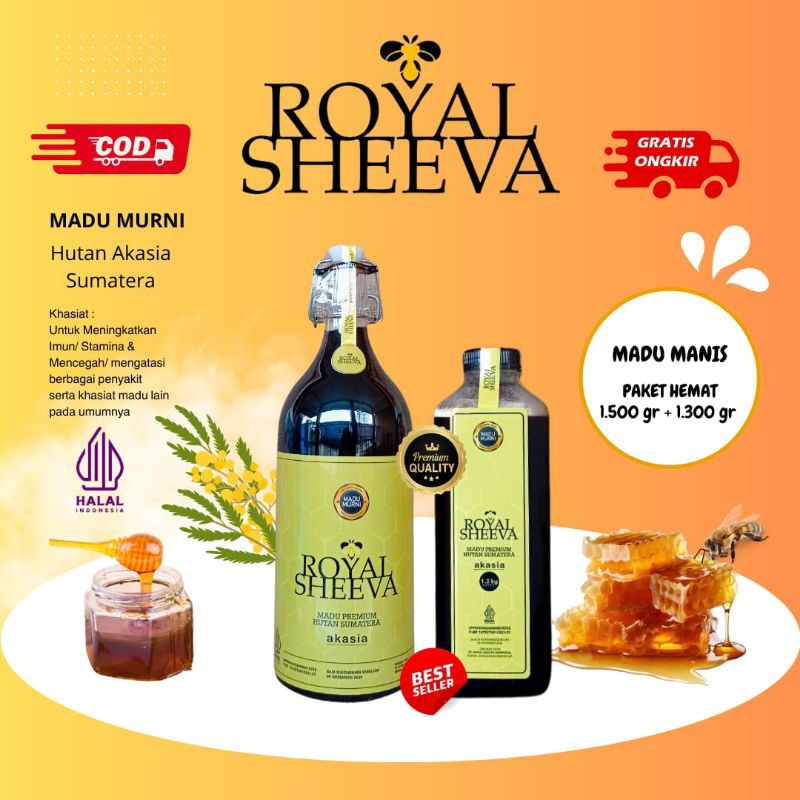 

bundle madu murni royal sheeva madu asli hutan akasia sumatera 2.800 gr halal mui