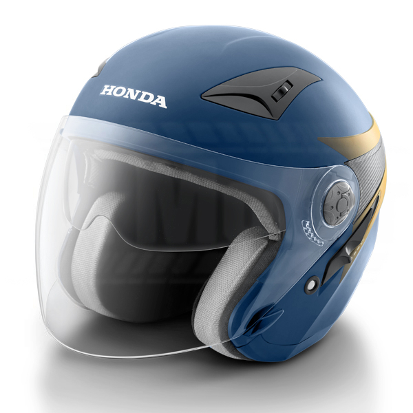 Honda ORI Helm / Helmet Luxury Stylish Helmet Half Face - BIRU BLUE