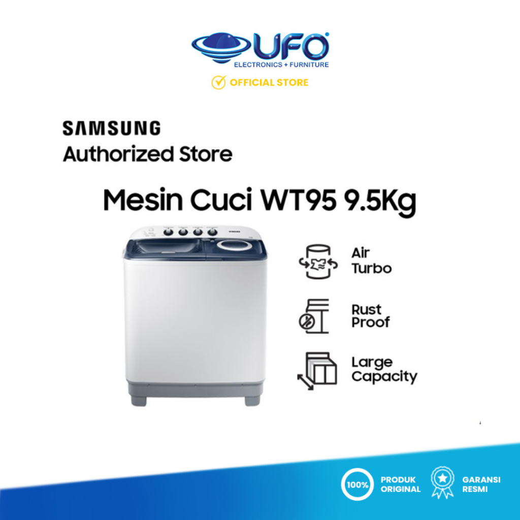 Samsung Mesin Cuci 2 Tabung, WT95H3330MB - 9,5 Kg