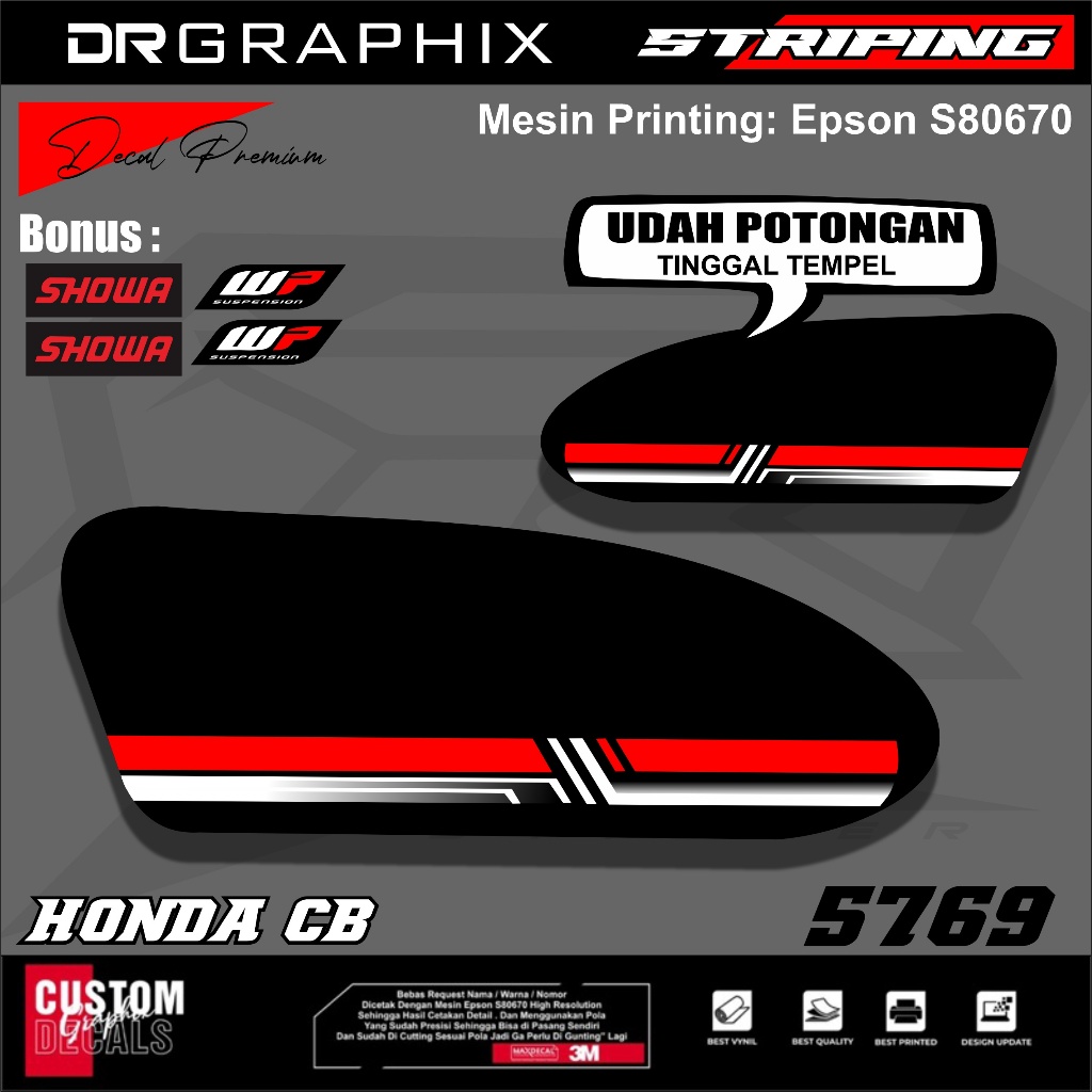 Stiker striping CB 100 CB GLATIK - stiker striping list variasi honda CB 100 CB GLATIK