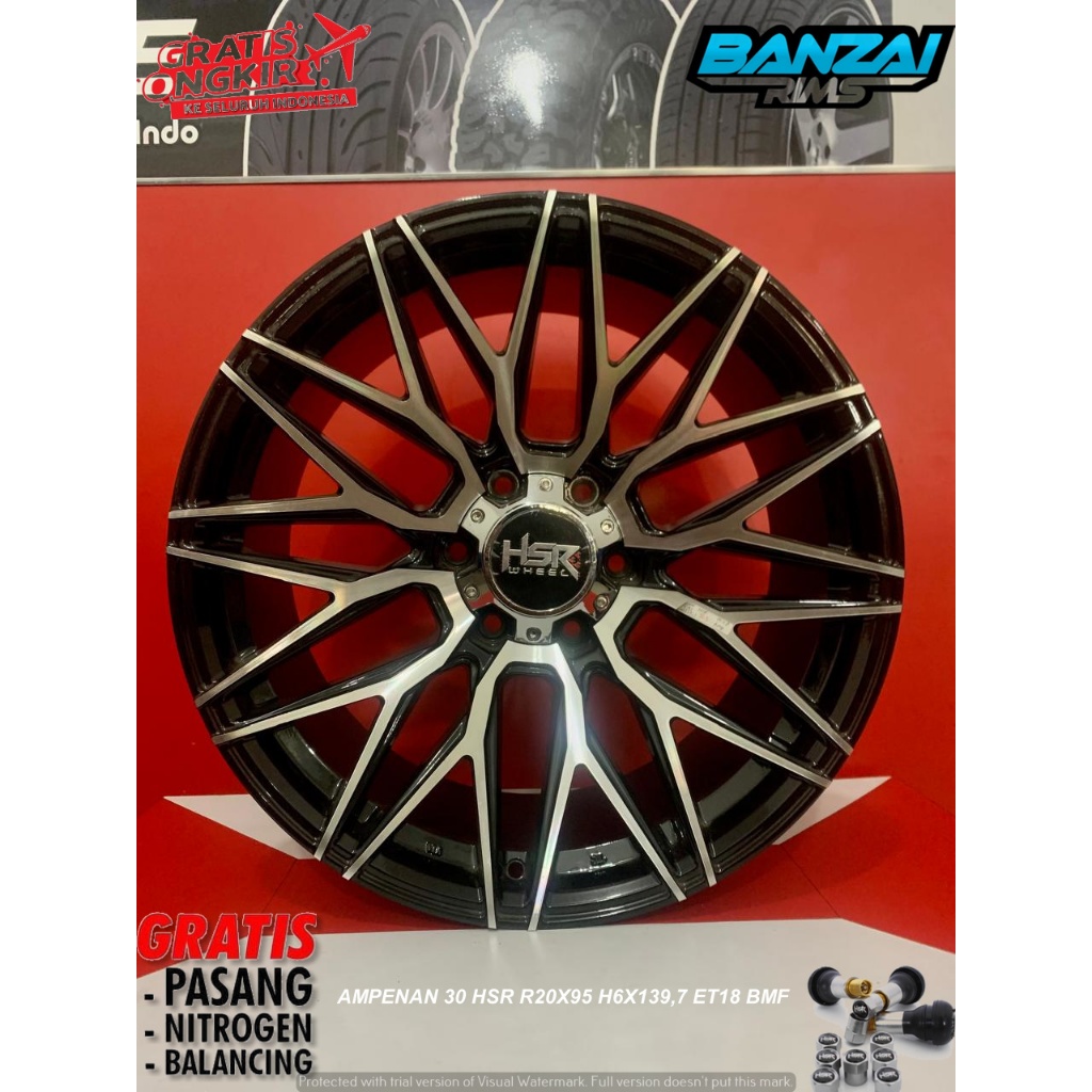 Velg Mobil Racing Lebar 9,5 Ring 20 Untuk Pajero Fortuner Hilux Triton dll Ring 20 Hsr Ampenan R 20