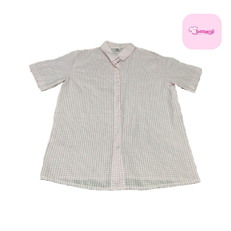 preloved kemeja pink kotak kotak premium