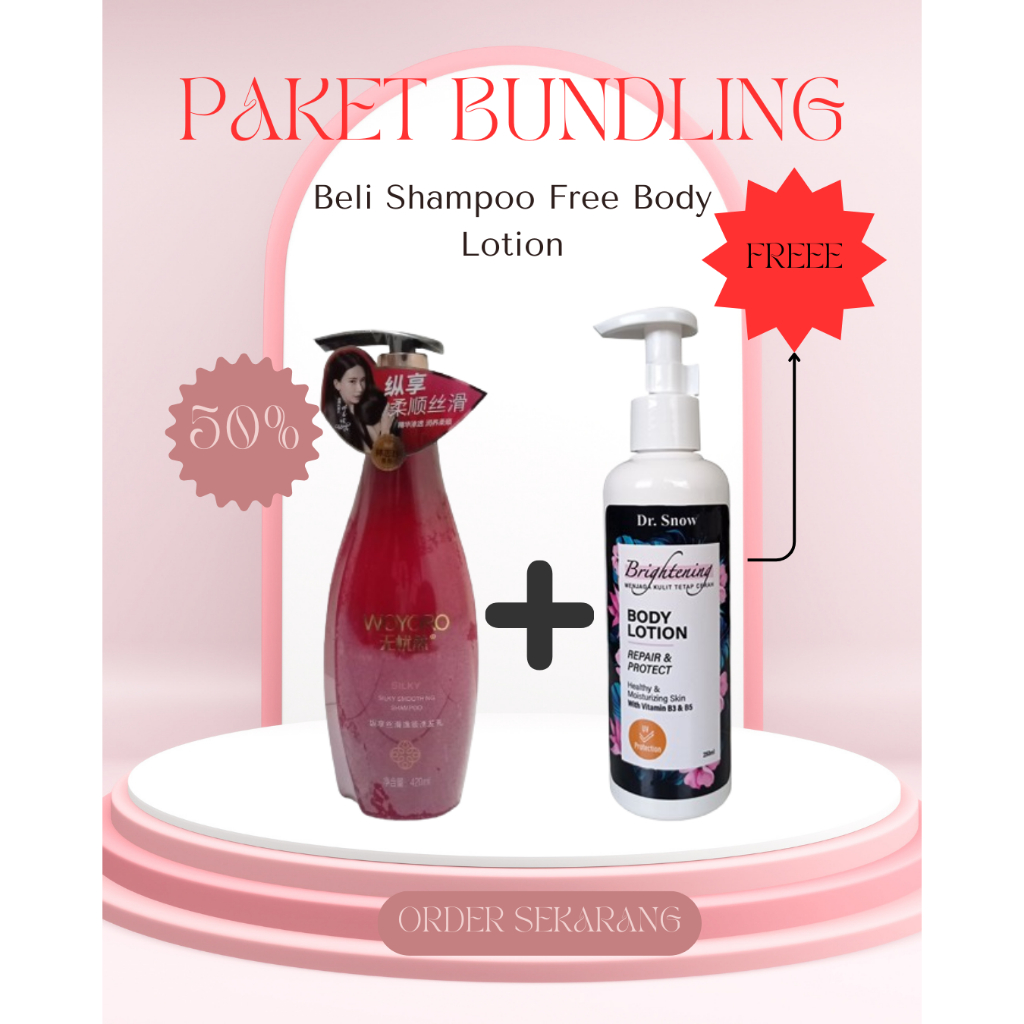 [PAKET BUNDLING LEBIH HEMAT] SHAMPOO WOYORO FREE BODY LOTION