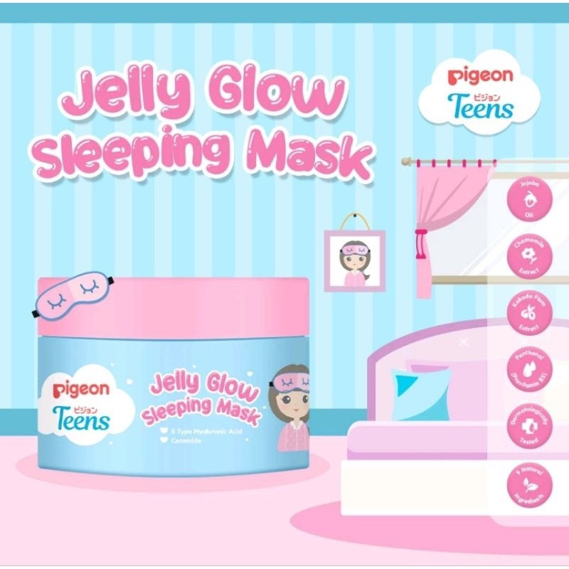 PIGEON TEENS JELLY GLOW SLEEPING MASK 30G | Sleeping Mask Remaja | Masker Tidur Tanpa Bilas |