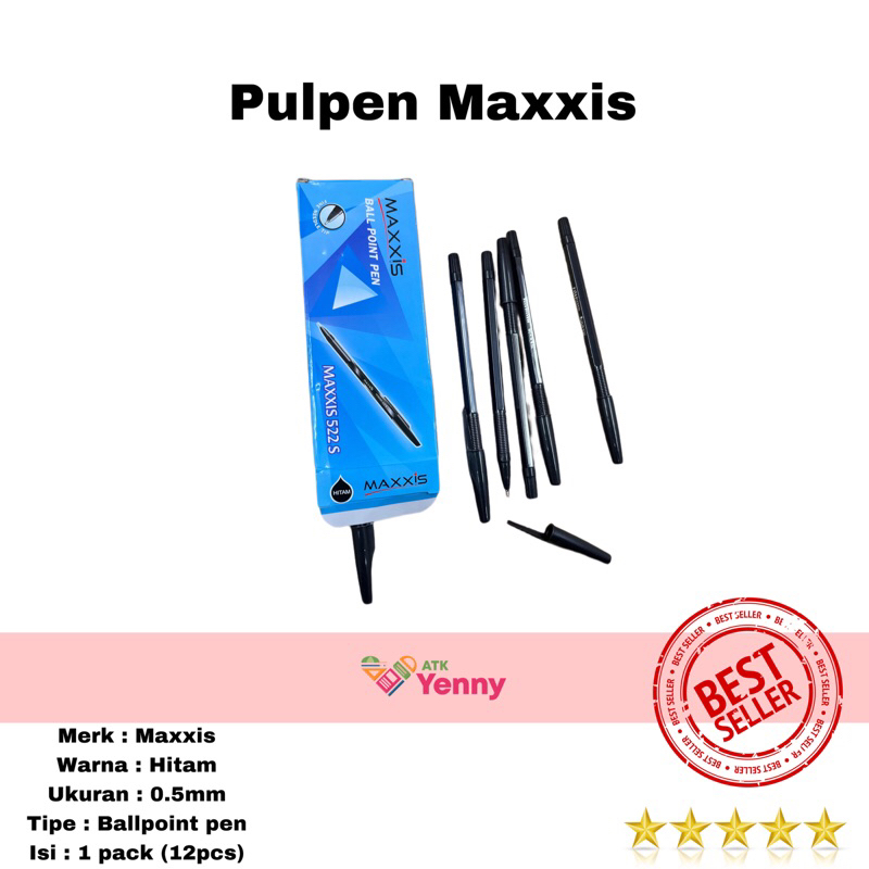 

Ball Point Pen Maxxis / Pulpen Maxxis / Bolpen Maxxis 0.5mm Warna Hitam