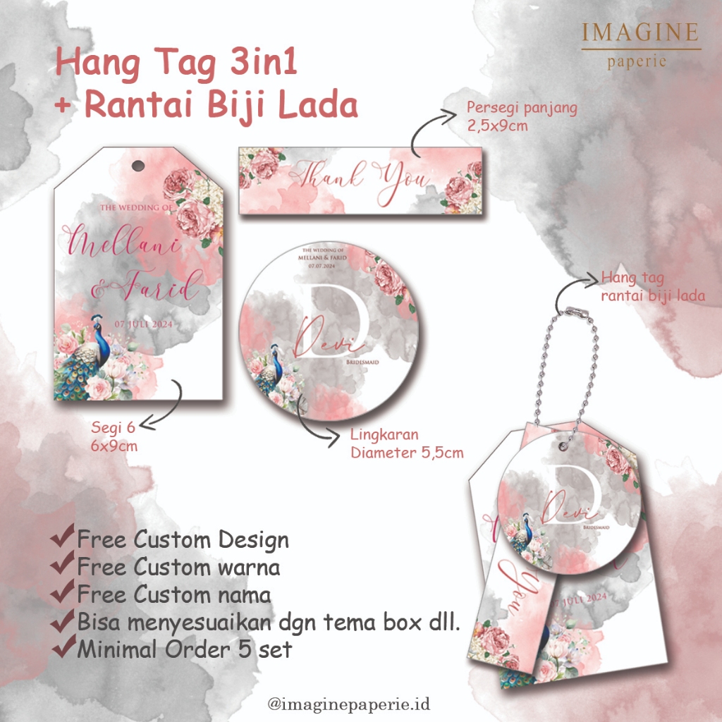 

Hang Tag 3in1/Hang tag bridesmaid / Hang tag custom.