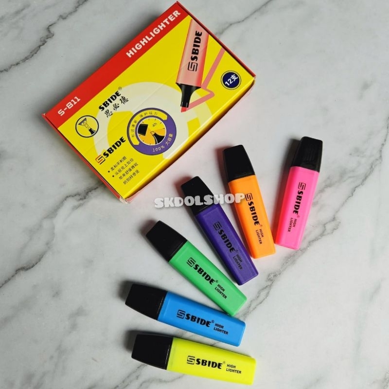 

12 pcs 6 warna Stabilo Highlighter SBIDE ( mix warna)