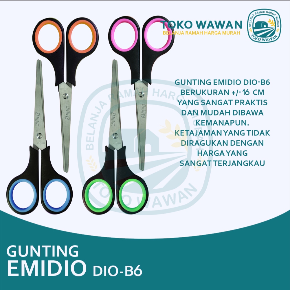 

Gunting EMIDIO Warna Berkualitas Ukuran 16 cm DIO-B6 / Gunting Murah Tajam