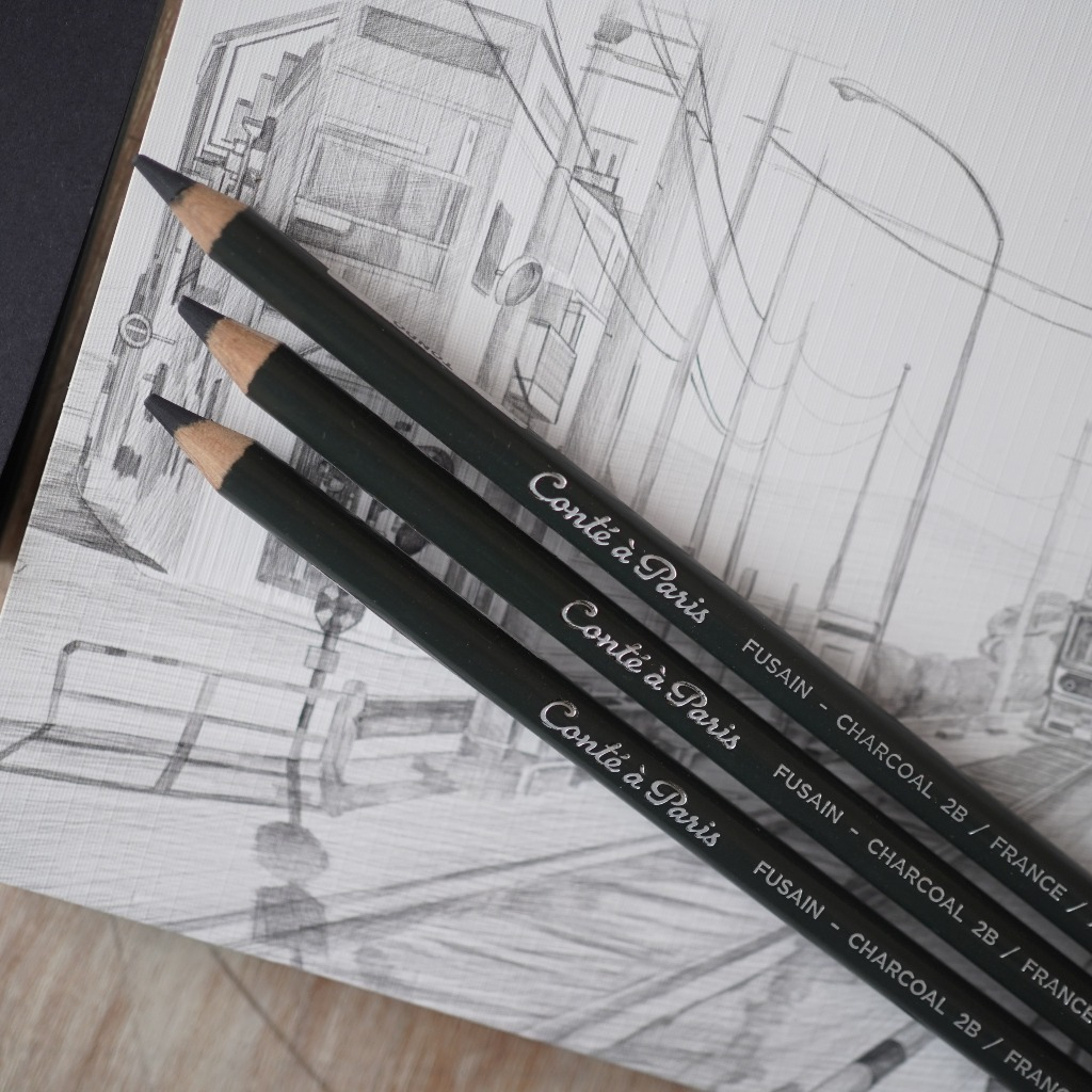 

PENCIL CONTE PARIS FUSAIN CHARCOAL | PENSIL ARANG TYPE ( 728 ) : HB & 2B