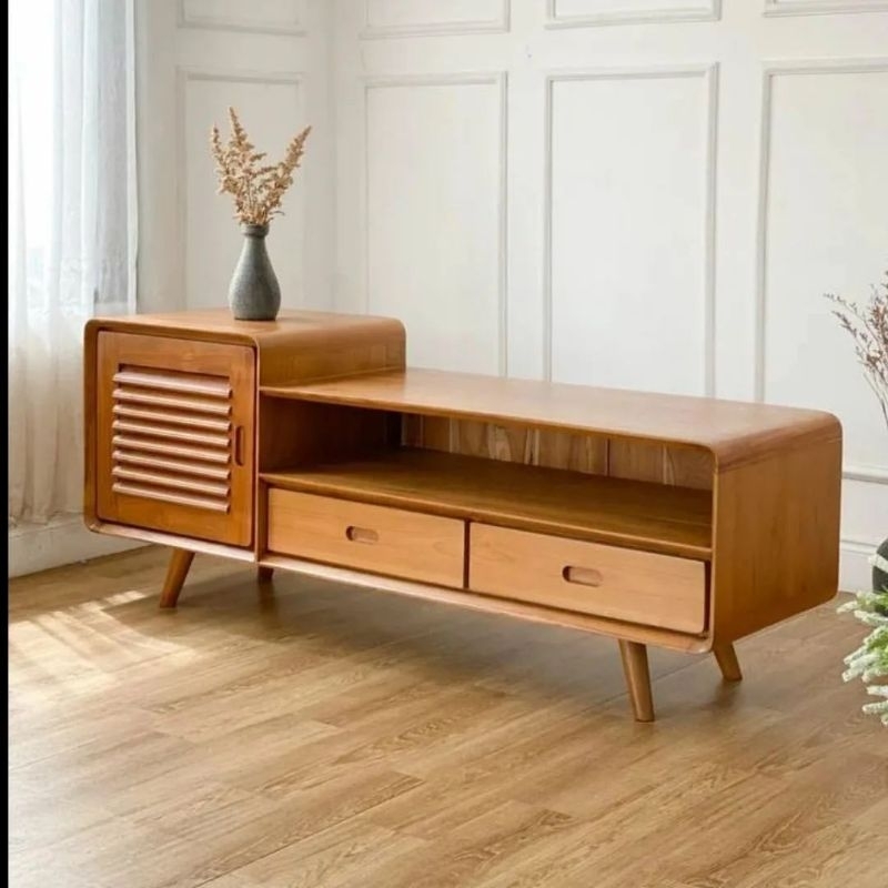 MEJA TV MODERN MINIMALIS KAYU JATI