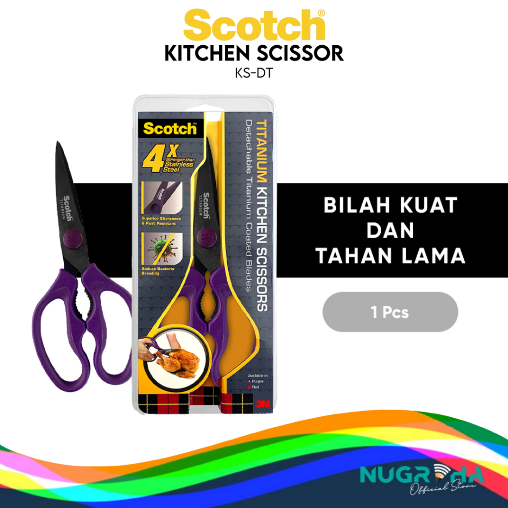 

Scotch 3M Gunting Dapur Titanium Kitchen Scissors KS-DT Purple 9 inch