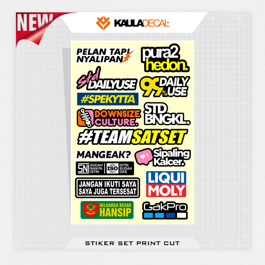 

STICKER PACK VINYL / MOTIF KATAKATA / STIKER SET / HP LAPTOP / HELM / BRAND / INTIP / WATERFROOF