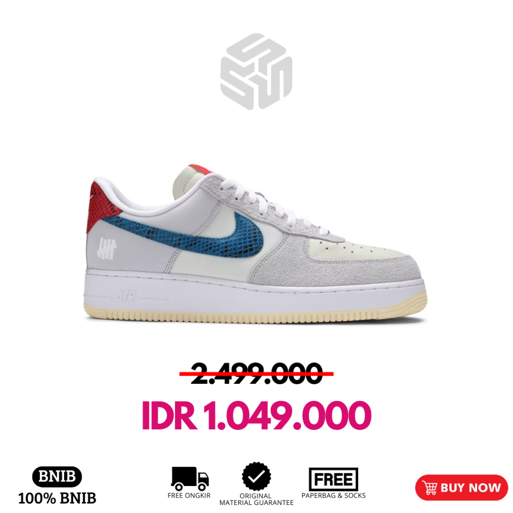 Sepatu Undefeated x Nike Air Force 1 Low Grey BNIB 100% Authentic