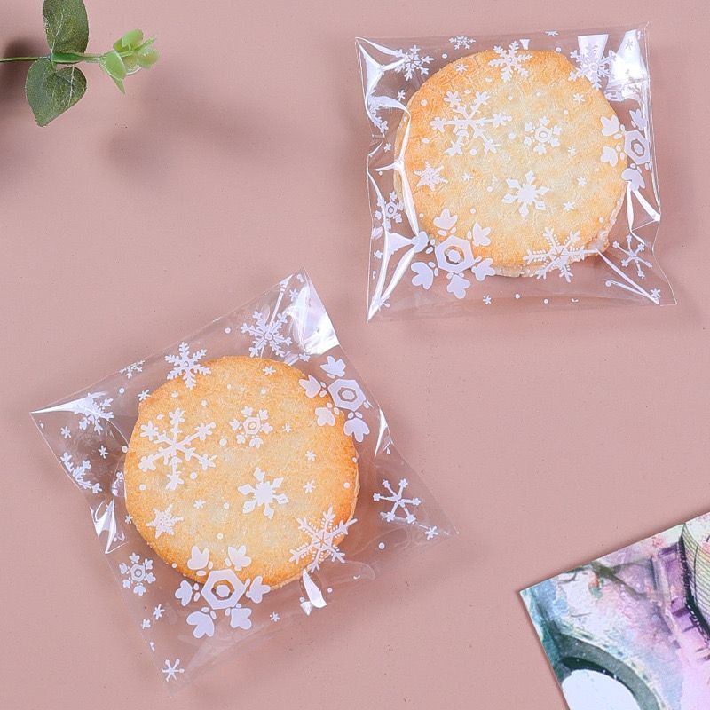 

1Pack 100 pc ~ Plastik Cookies Snowflakes Packing Cookies Bag Kemasan Kantong Permen ACC OPP