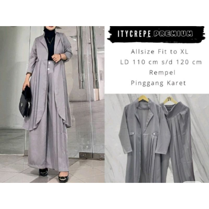 one set itycrepe//setelan kulot cardigan terbaru//(kulot&outer)//setelan kulot terbaru