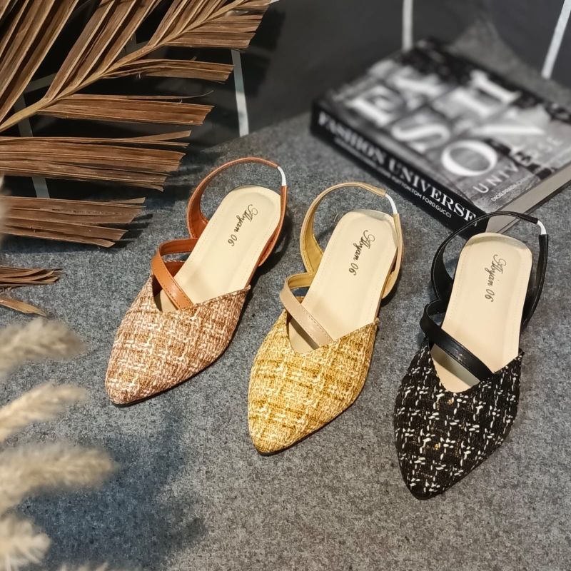 Ds - Midori Sandal Mules Wanita Ujung Lancip Hak 3cm