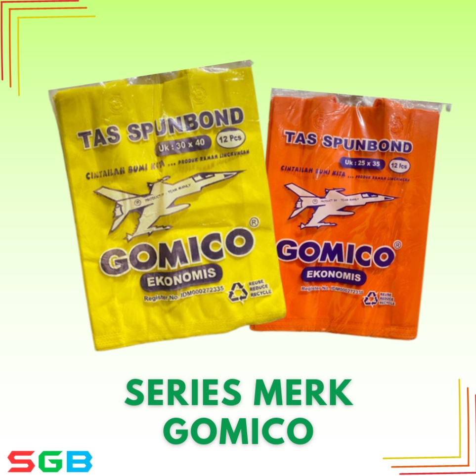 

Beli Hemat Tas Spunbond merk GOMICO Tali uk 3x4 dan 25x35 harga lusinan Goodie Bag GOMICO