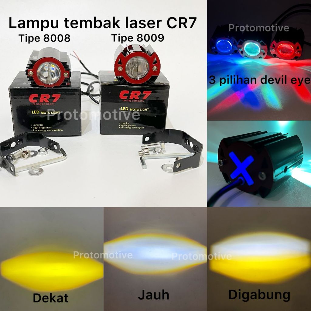 CR7 Lampu Tembak 1 Mata CR7 Original CR8008 Dan CR8009 Original Senja Devil Strobo Full Aluminium