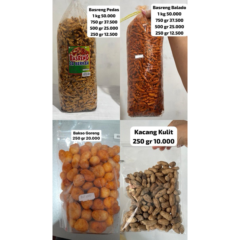 

Basreng Pedas, Baso Goreng, Kacang Kulit