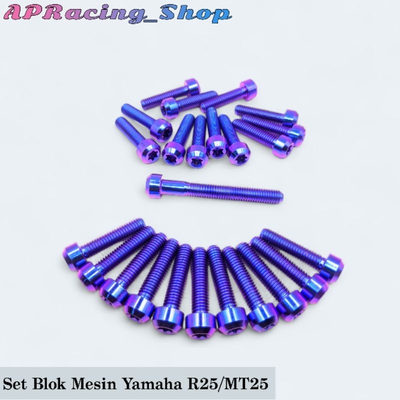 Baut Titanium Set Blok Mesin Yamaha R25 MT25 Titanium Bolts GR5 Original