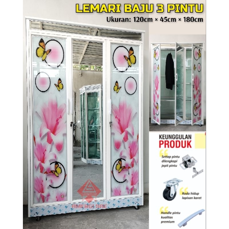 Lemari Pakaian Kaca Aluminium