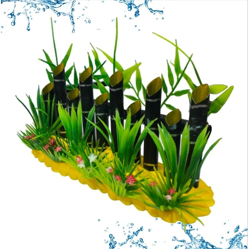 Hiasan aquarium pagar hijau dan rumput, dekorasi aquarium pagar rumput, hiasan aquarium pagar, hiasa