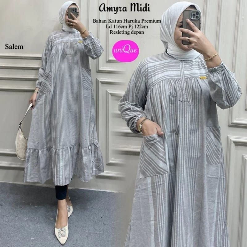 DRESS MIDI AMYRA/FADEA DRESS BAHAN KATUN HARUKA PREMIUM