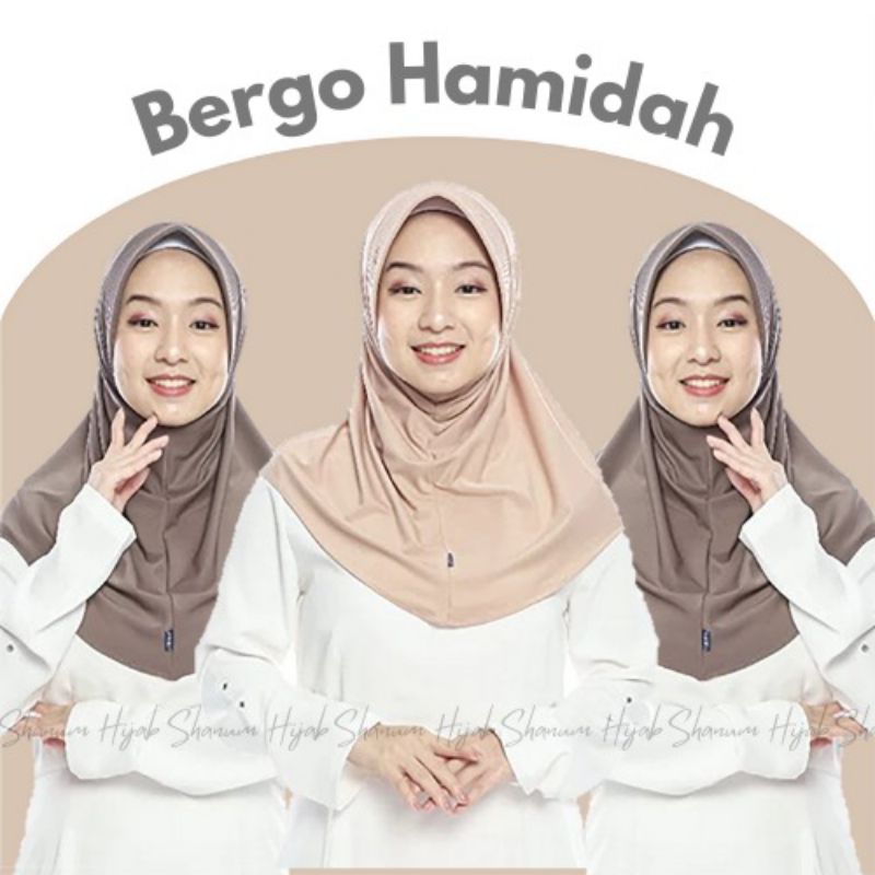 HIJAB BERGO HAMIDAH (ORI) SIZE S /BERGO INSTAN HAMIDAH/HIJAB INSTAN JERSEY HAMIDAH