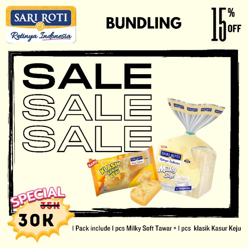 

SARI ROTI PROMO BUNDLING 1 PCS MILKY SOFT + 1 KLASIK KASUR KEJU