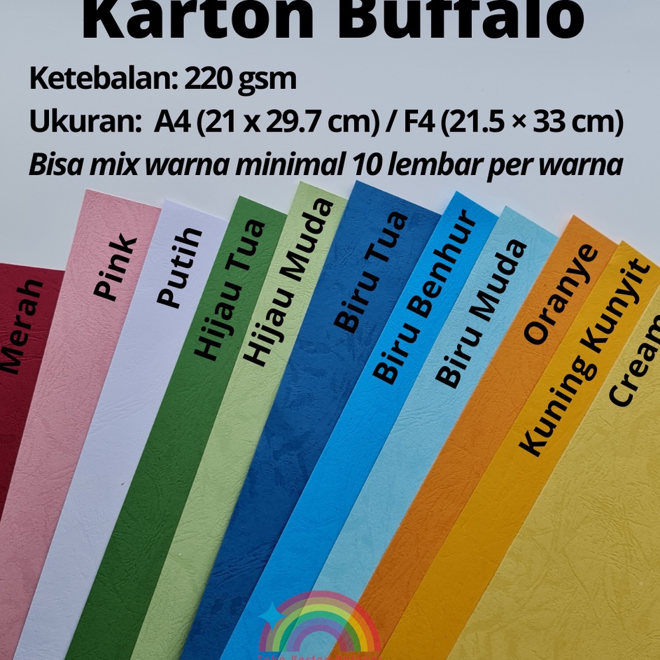 

karton buffalo tebal 22 gsm isi 5 pcs ukuran A4F4