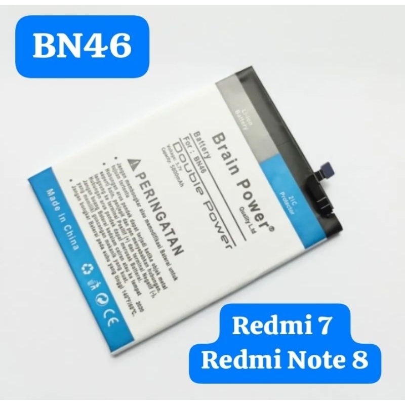 Baterai Batre Double Power BN46 Redmi 7 / Note 6 / Note 8 Brain Power