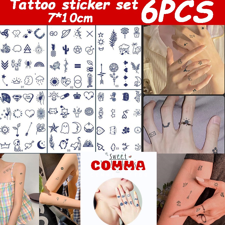 KODE J29F 6 Buahset Tato temporer bulan bintang tahan lama Mini tato temporer Tattoo fruit ink Tato 