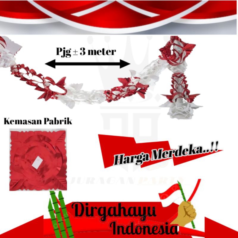 Dekorasi Garland Merah putih,Garland merah putih Agustusan, Dekorasi HUT RI, Garland Agustusan,Garla