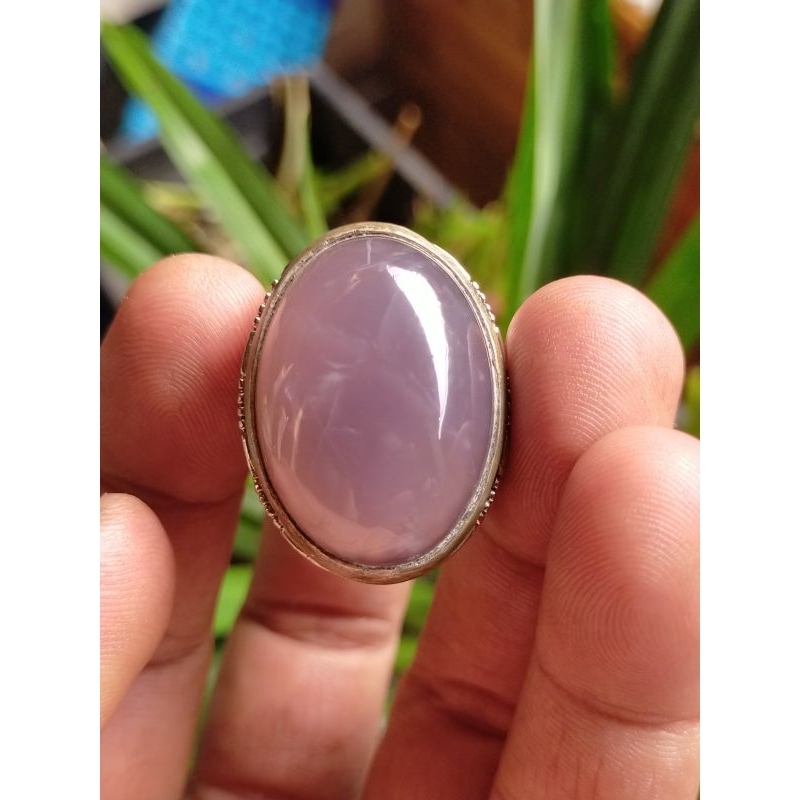 cincin batu akik natural kecubung asihan / lavender