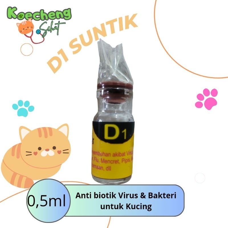 obat kucing Anti virus D1 suntik untuk flu, panleu,  calici, distemper, mencret, masalah kencing,dll