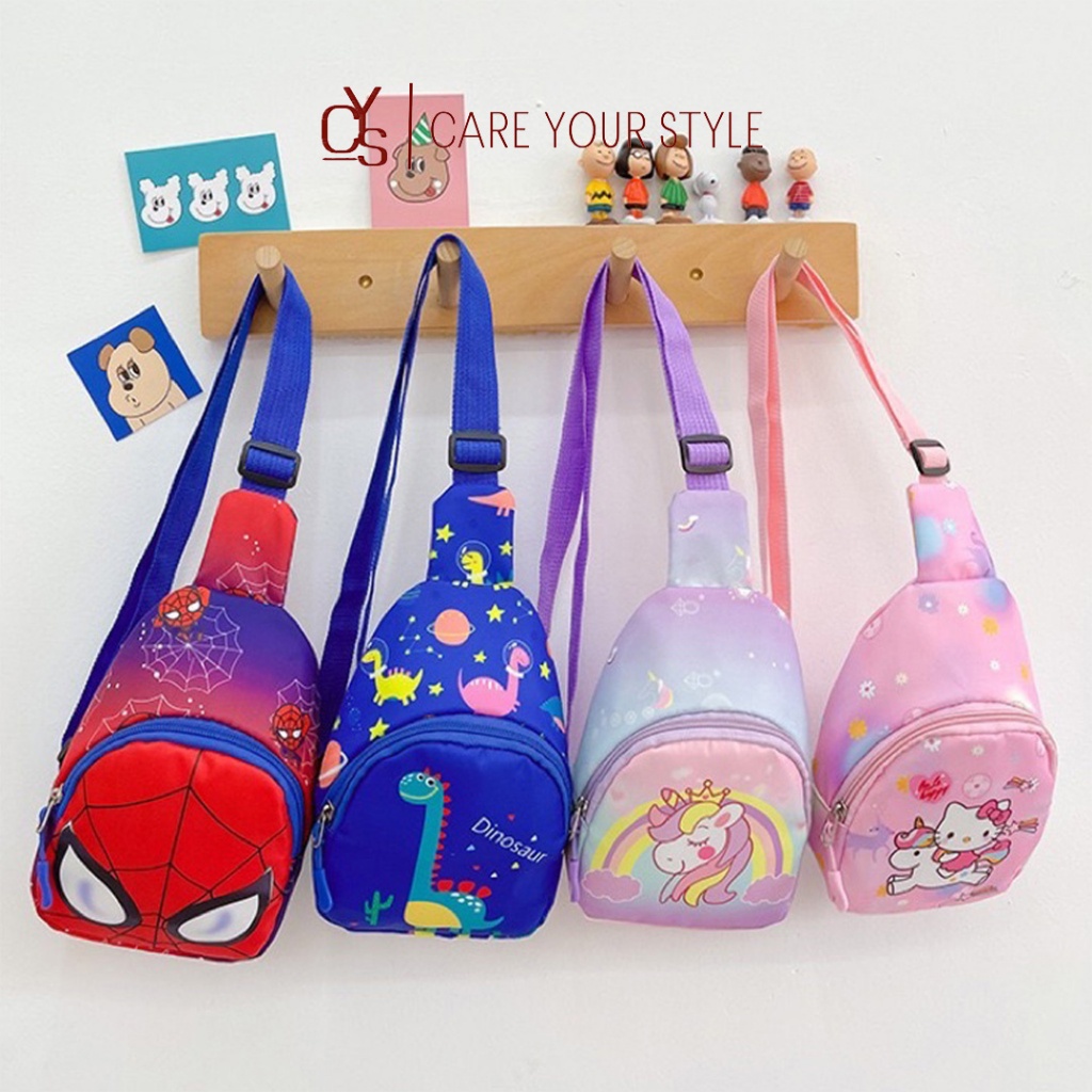 CYS Tas Selempang Anak Sling Bag Bahan Kanvas Nilon Motif Karakter Warna Pastel Cute Kids Bag T292